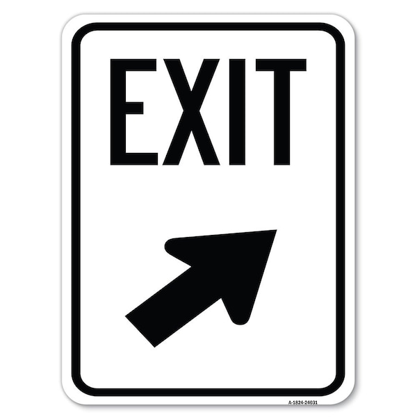Exit Sign Exit W/ Right Arrow Heavy-Gauge Alum Rust Proof Parking Sign, 18" H, 24" L, A-1824-24031